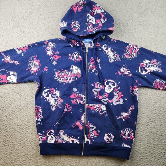 Japan Tokyo Disney Resort Adult Medium Hoodie Sweatshirt Zip Jacket AOP Blue - Picture 3 of 8